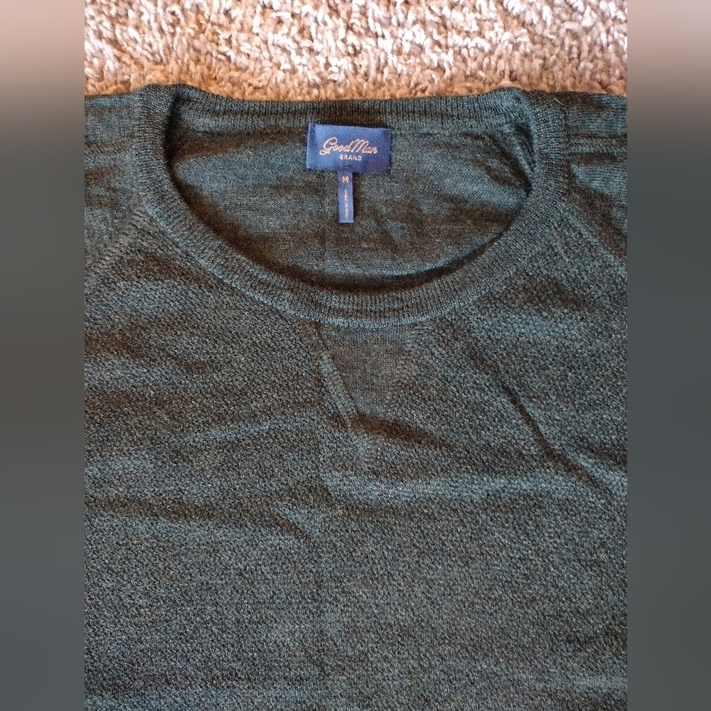 Good Man Brand Dark Green Merino Wool Sweater NWT - Picture 4 of 10